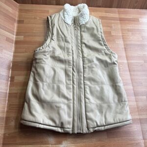 Charter Club Faux Leather reversible Faux Sherpa Vest in Cloud XS NWT